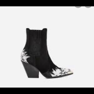 Kelsey Western Ankle Boot In Snake Print Velvet